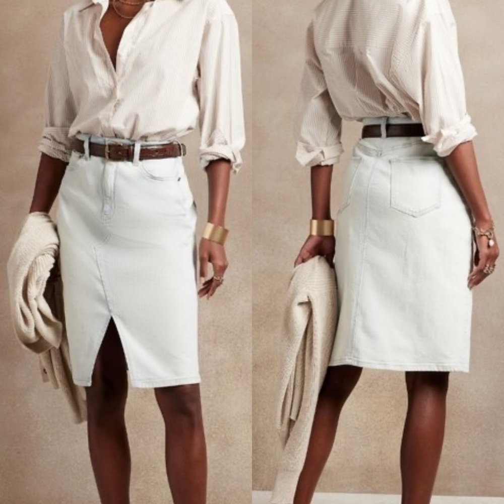 Classic White Denim Skirt